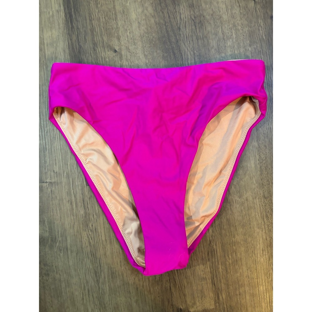 NWT J CREW Hot Pink High Cut High Waisted Bikini Bottoms M